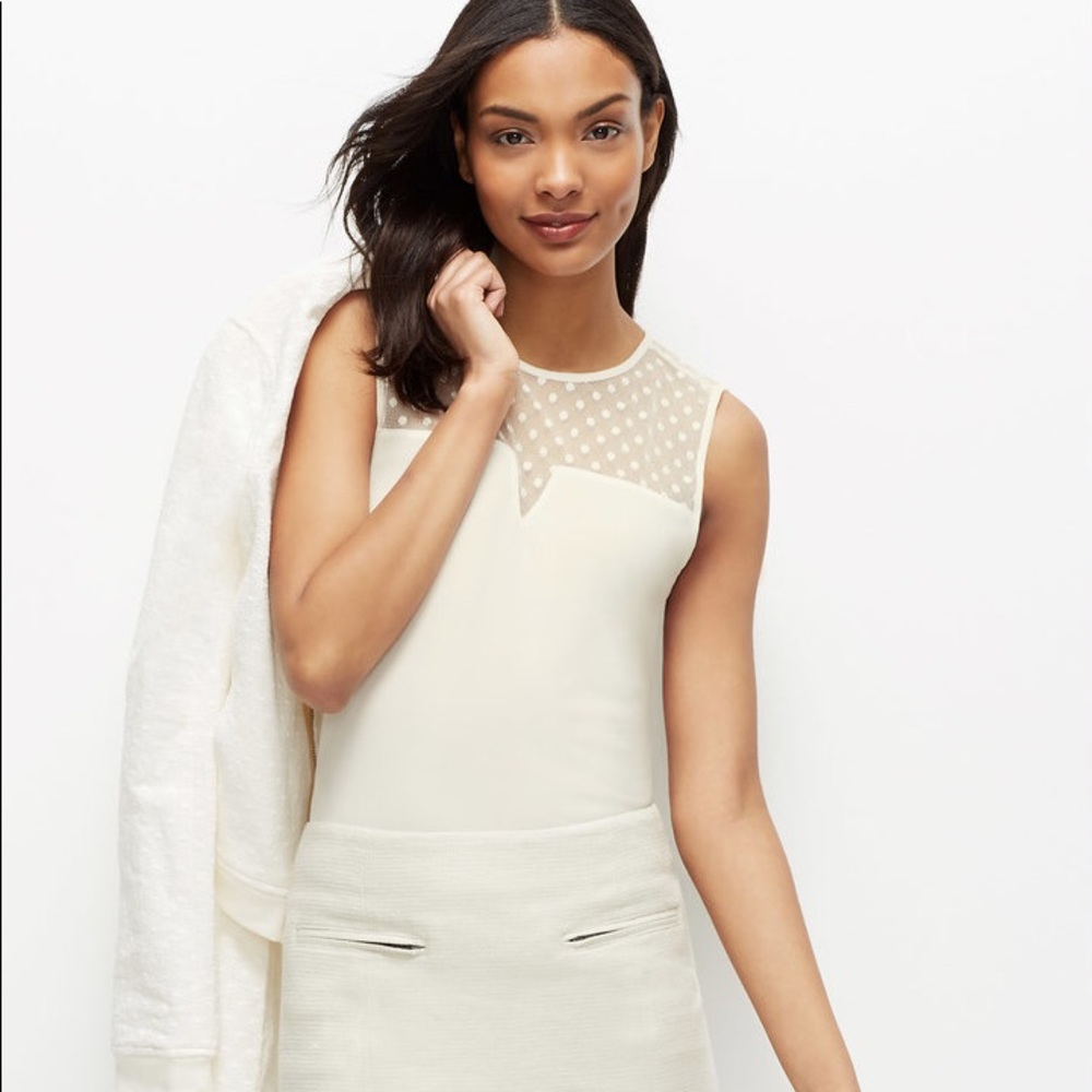 ANN TAYLOR Mesh Dot Sleeveless Blouse